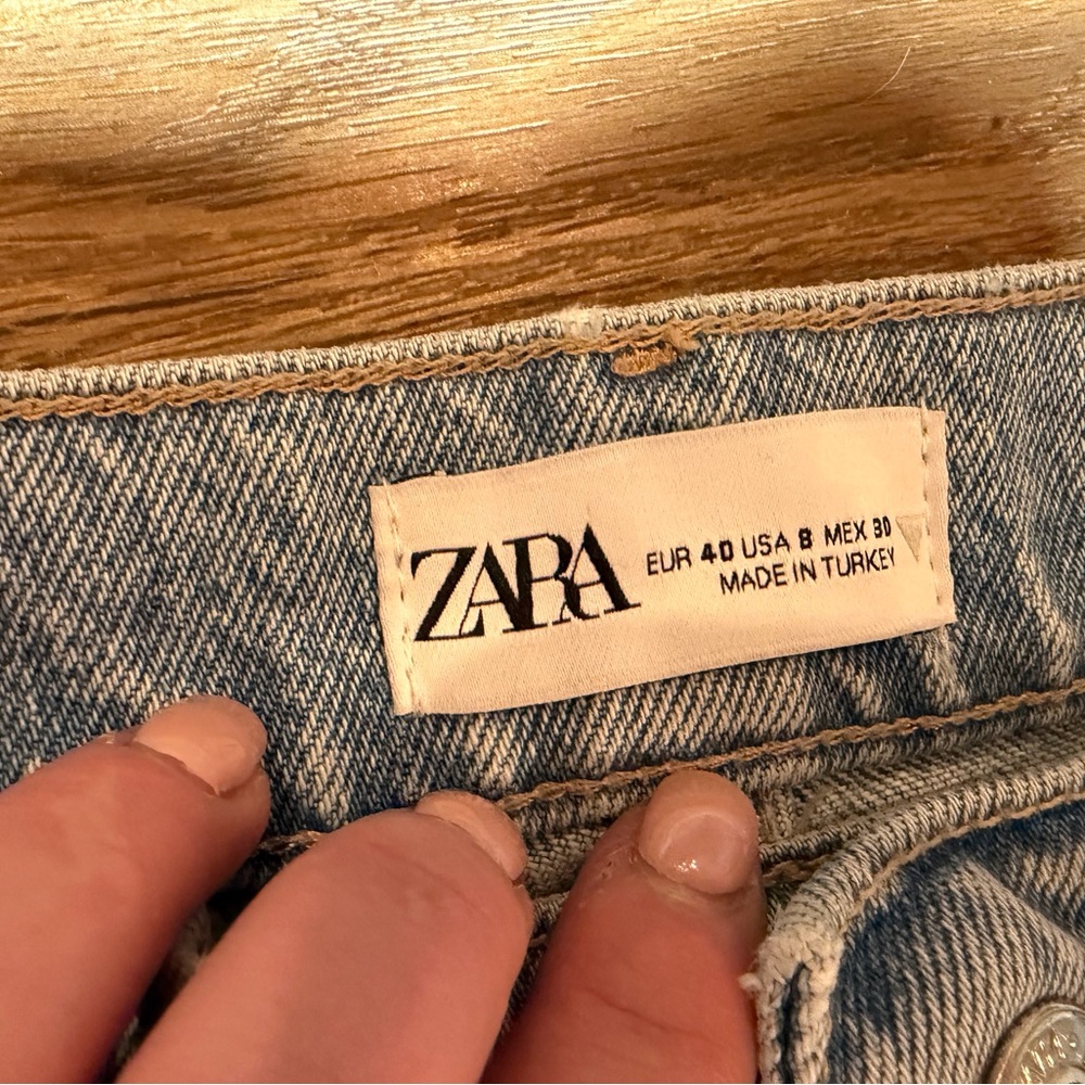 Zara high-waisted rhinestone blinged light-wash jeans - Picture 7 of 10
